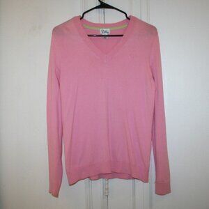 Lilly Pulitzer Pink V-Neck Sweater W. PalmTree Medium